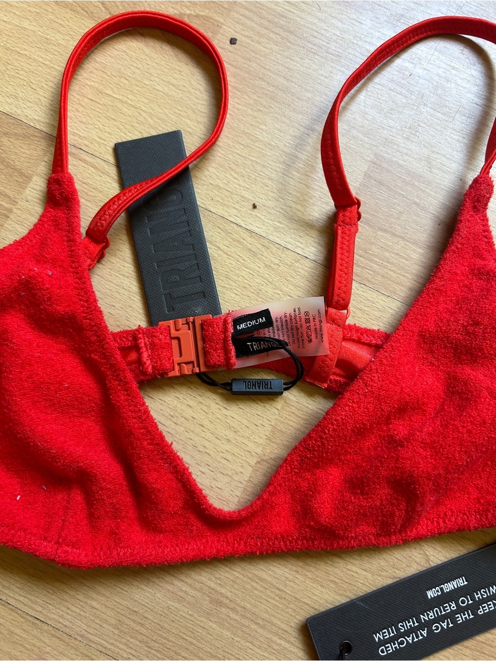 NWT TRIANGL terry Red Bikini Set Bralette Top with Bottom - Picture 3 of 4